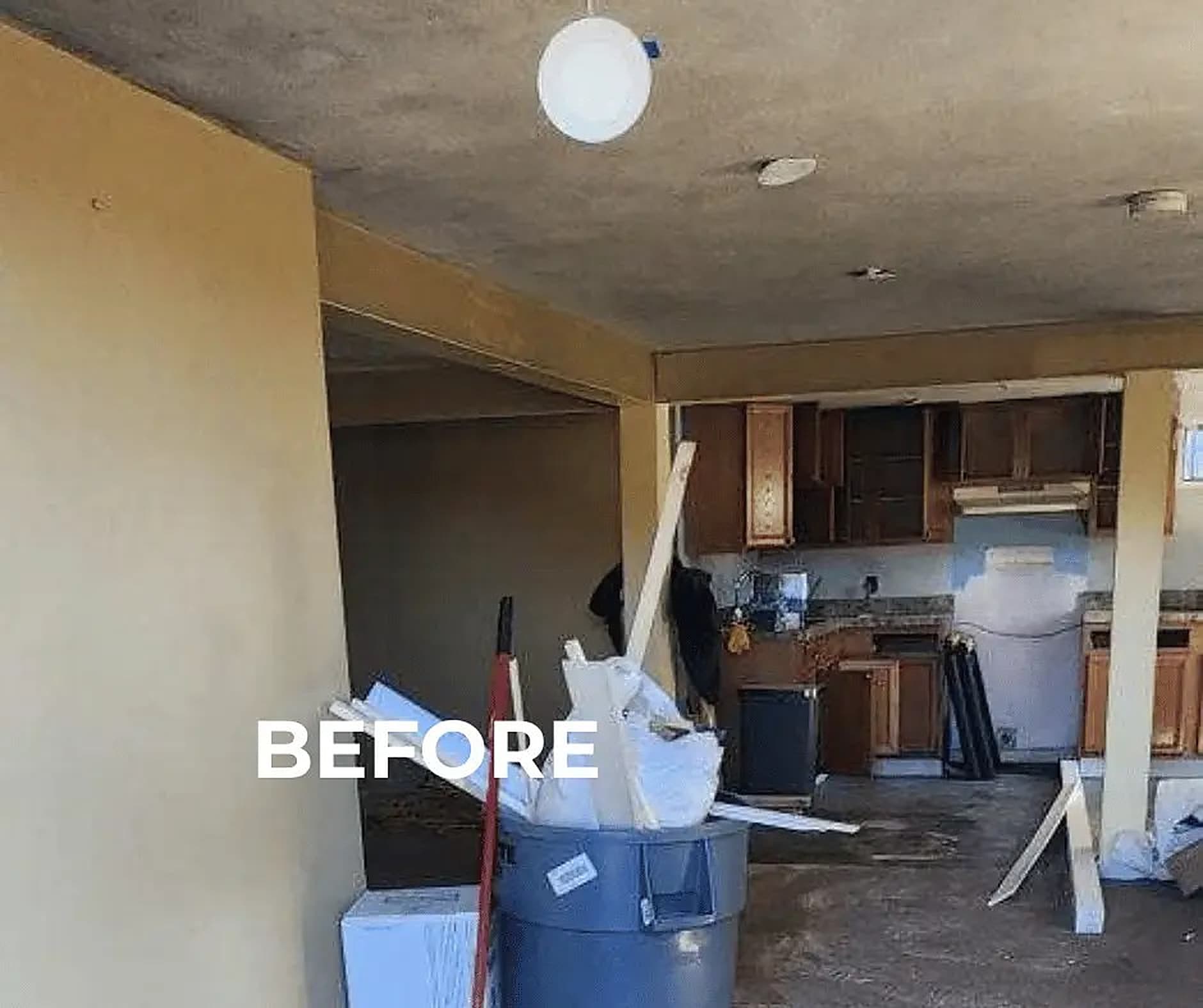 Before: Gutted basement turned into a bright family space