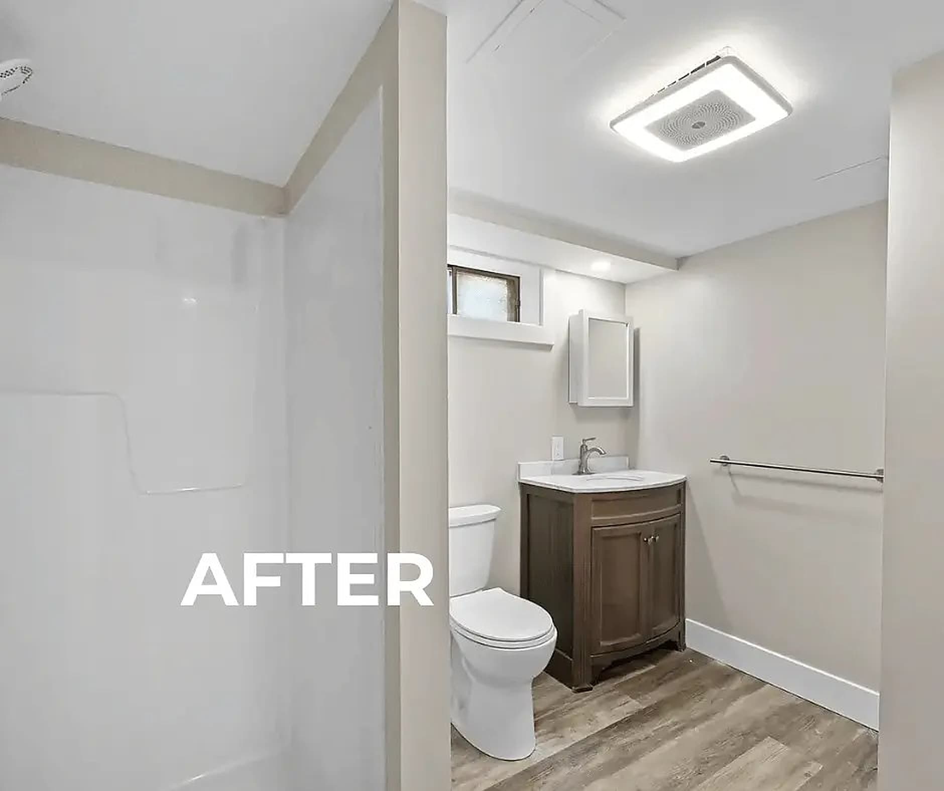 After: Dated bathroom rebuilt from the studs