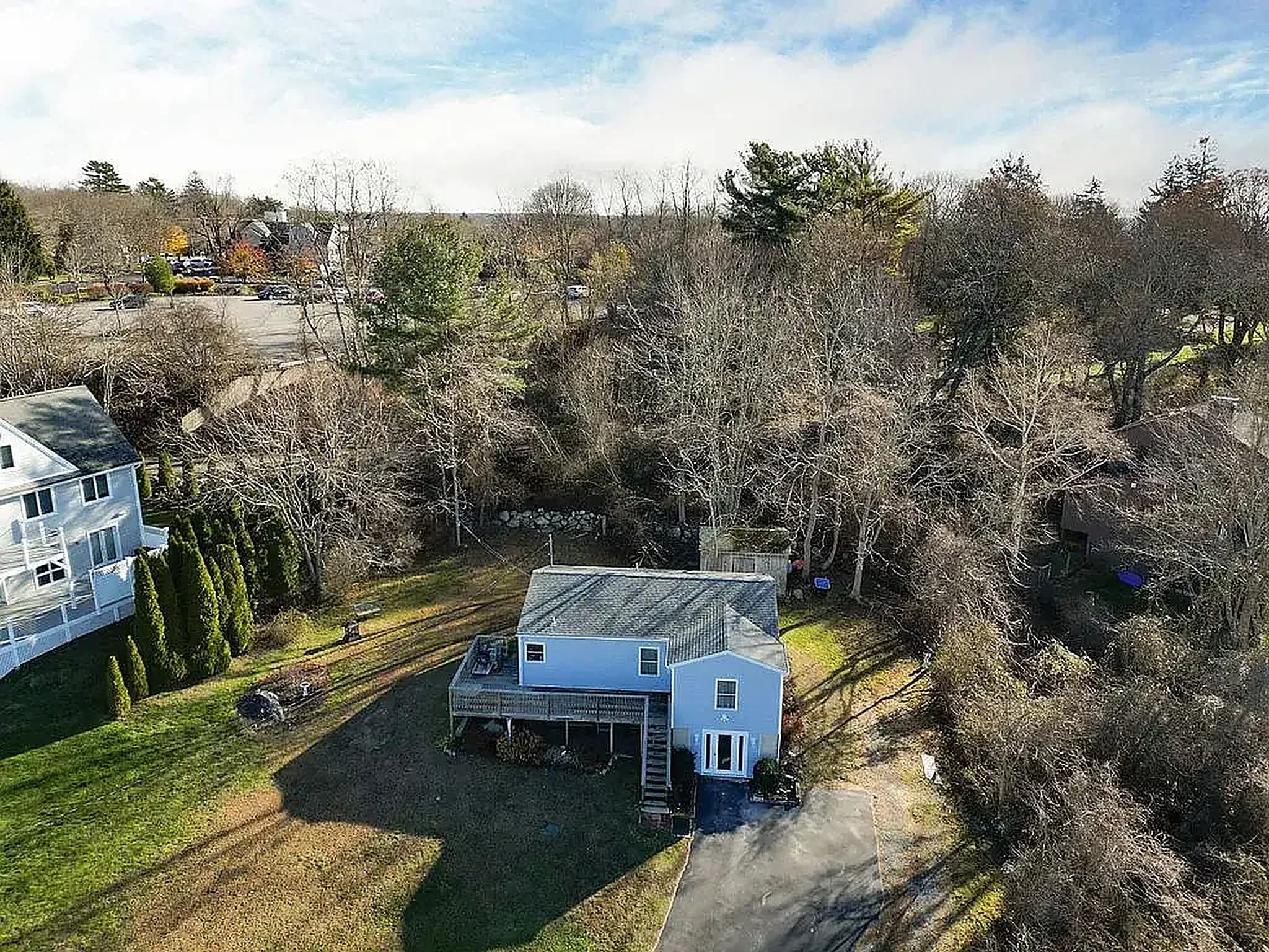 Drone view of a Connecticut neighborhood home