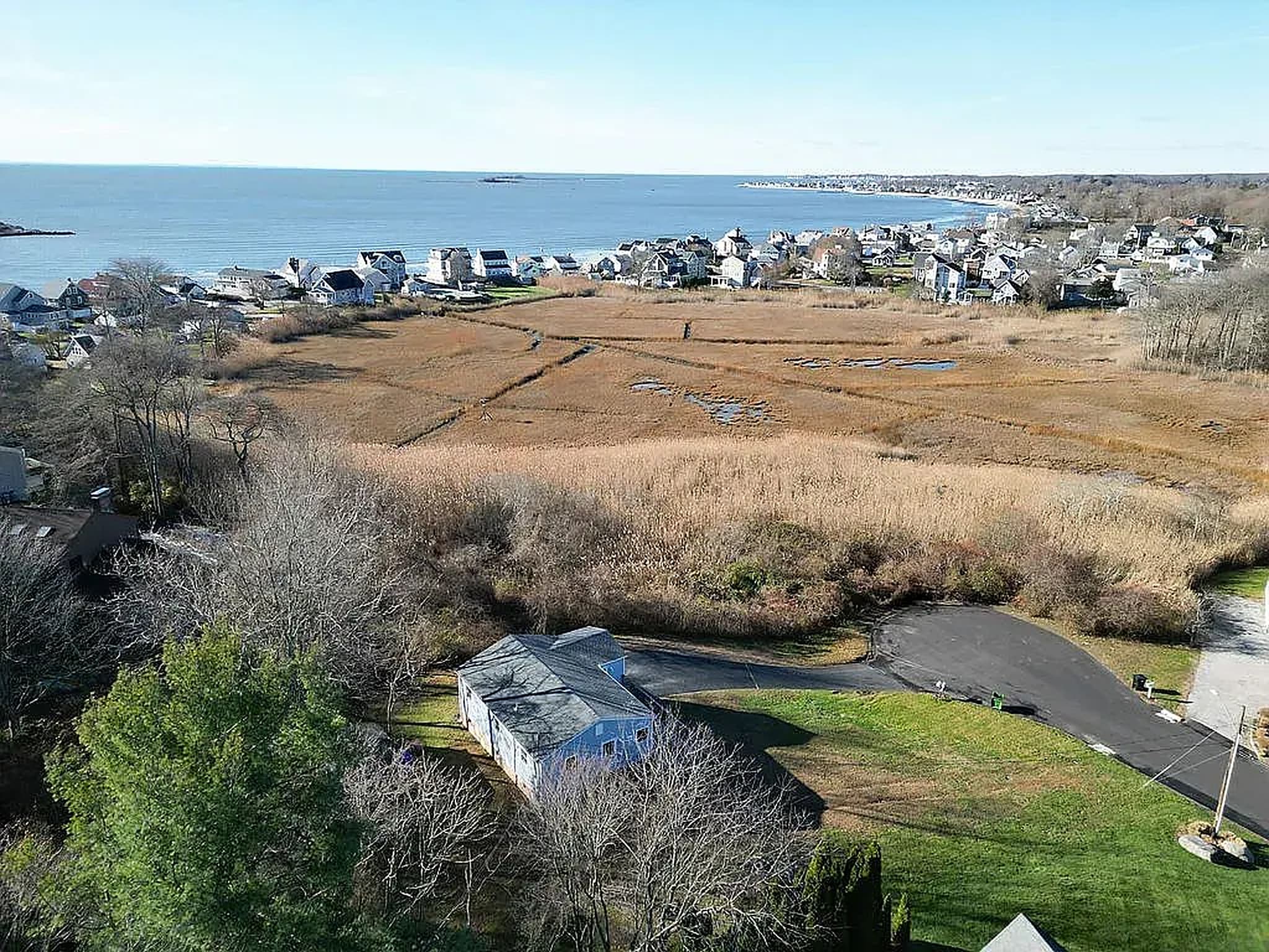 Drone view of the Connecticut shoreline near Guilford